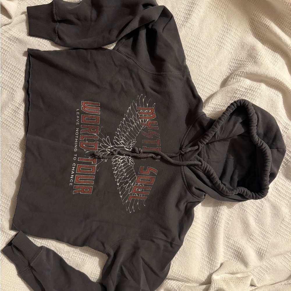 Women's Cropped Charcoal Graphic Hoodie